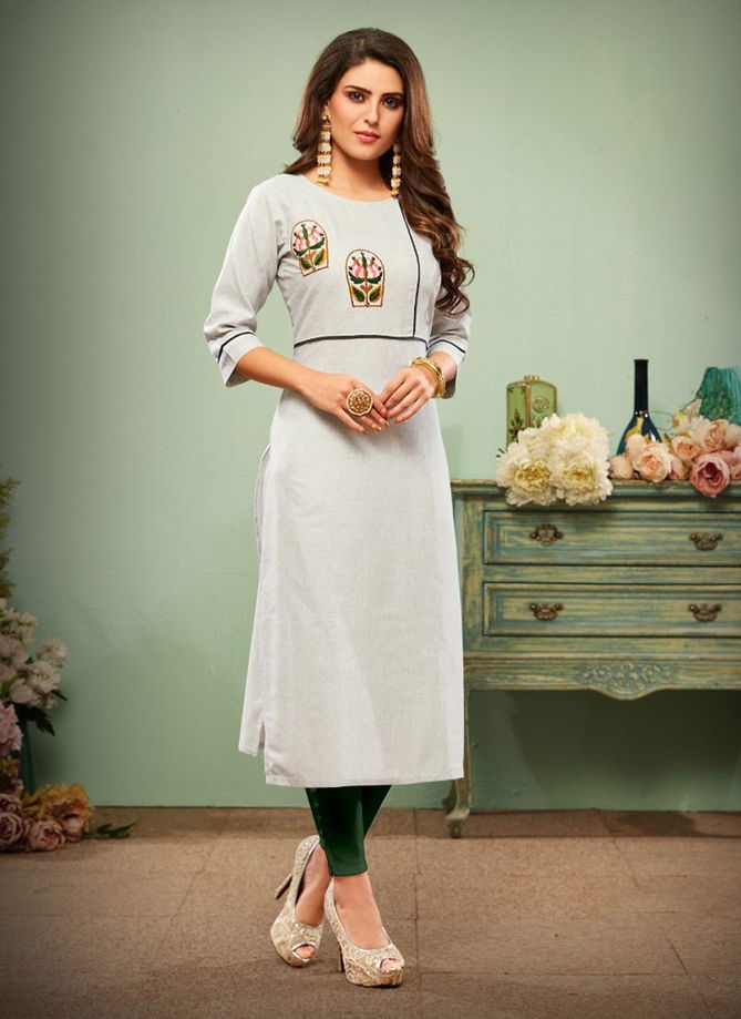 Impression Hamdloom Cotton Designer Hand Embroidery Festival Wear Kurti Collection 1001-1008